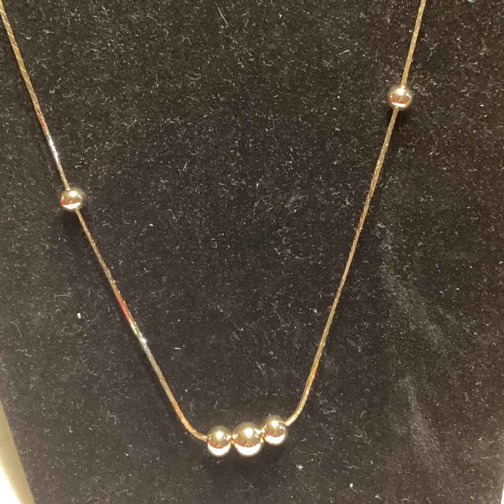 Goldtone Herringbone Link Beaded Necklace